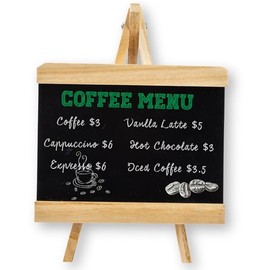 Tablecraft Tabletop Chalkboard Sign, Easel Style Natural Paulownia Wood Frame, Single-Sided Folding Chalk Tabletop Message Display, Rustic Menu Board, Weddings, Cafes, and Restaurants, 7"x6.5"x9.5"