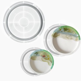 Set of 3 Round Tray Molds - 11'', 8'', 6'' Resin & Silicone Tray Molds with Edges & Sides for Resin Casting