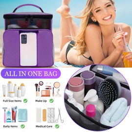 Dorm Room Essentials for College Students Girls, Travel Toiletry Bag for Women, Shower Caddy Portable Hanging Organizer for Full-Sized Shampoo, Conditioner, Brushes Set, Travel-Size Accessories