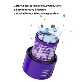 Replacement Filter Compatible with Dyson V10 Cordless Cyclone Animal Absolute Total Clean Washable 2Pack Purple