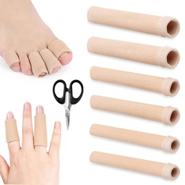 6 Stück 3 Größen Zehenschutz Silikon, Schneidbar Zehentrenner Zehenkappen mit Schere, Toe Cushion Tube, Zehentrenner Silikon, Schlauchbandage Druckschutz für Kissen Mais, Blasen, Schwielen, Zehen