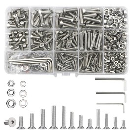 747 Piece Screw Nut Set (M3/M4/M5) Metric Machine Screws Assortment, Hexagon Head Stainless Steel Threaded Screws with Washers (8/10/12/14/16/18/20/25 mm) (Silver)