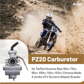Aylux PZ20 Carburetor for TaoTao Kuzuma Baja 50cc 70cc 90cc 100cc 110cc 125cc Chinese Made 4 stroke ATV Go karts Moped Scooter for Honda CRF80F CRF50F Dirt Pit Bike Carb with Air Filter