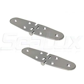 SeaLux Marine Stainless Steel Flush Mount 5-5/8" x 1-1/2" Large Round Side Door Strap Hinges (Pair)