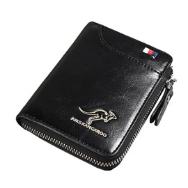 Men's RFID Blocking Leather Short Wallet Credit ID Card Cash Holder Purse, Vintage Style, Available in Black, Brown, Khaki, Grey