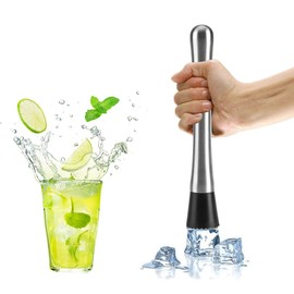 Inoxidable Mortero para C¨®cteles Profesional Mojito Machacador de Hielo Batidora de Frutas DIY Bar Tool