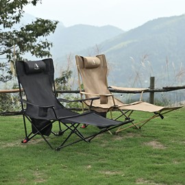 ARURU 2-in-1 Reclining Camping Chair, Portable Folding Beach Lounge Chair with Footrest & Adjustable Backrest, Comfortable Lawn Chair for Adults Heavy Duty with Cup Holder for Outdoor Poolside Sports
