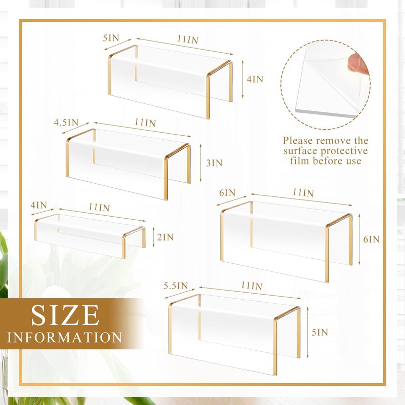 RattanView 5 Pack Clear Acrylic Purses Display Stands, 11" L