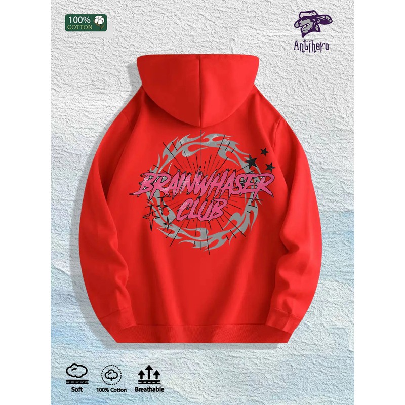 Brainwasher Club Graphic Hoodie 100% Cotton US Warehouse 7 ColorsColor: