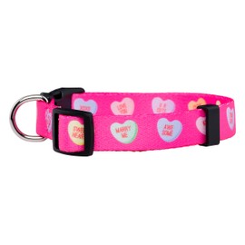 Native Pup Valentine’s Dog Collar- Valentines Day Pet Collars- Valentine Girly Hearts- Pink Red Heart- Cute Boy Girl Puppy Gift- Adjustable for Small, Medium, Large Breeds (Candy Hearts, Large)