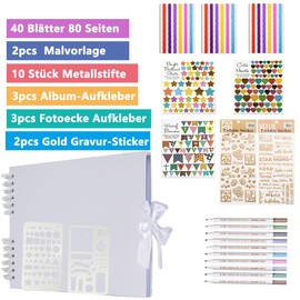 KASZOO DIY Photo Album, Photo Album, DIY Photo Book, 80 Pages, Can Be Used as Graduation Gift, Birthday Gift, Wedding Anniversary Gift, Valentine's Day Gift and Used, White