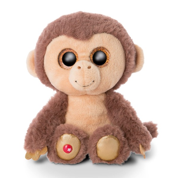NICI 46945 Original – Glubschis Monkey Hobson 15 cm – Cute Cuddly Toys – Fluffy Stuffed Big Glittery Eyes – Plush Zoo Animals to Cuddle & Play, Brown/Beige