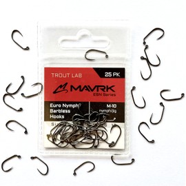 Mavrk Fly Fishing Euro Nymph Competition Barbless Hooks 25 Pack for Fly Tying Black Nickel Coating Strong Durable chemically sharpened Jig Curve Nymph and Streamer Style