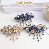Vintage Royal Rhinestone Tassel Hair Barrette, Dark Blue