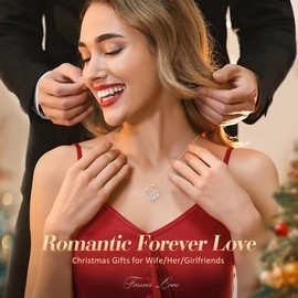 Lomantise Christmas Gifts for Wife April Heart Birthstone Necklace for Women 925 Sterling Silver Jewelry Rose Gold I Love You Pendant Valentines Day Anniversary Birthday Gift for Her Mom