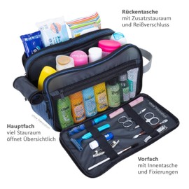 Toiletry Bag Large Travel Bag Women Men Toiletry Bag Wash Bag Beauty Case Outdoor Camping Toiletry Bag Cosmetic Bag Sauna Elephant Travel Wash Bag, Light grey/black 13028, Toiletry bag