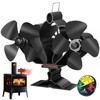 Ourhom Wood Stove Fan with Magnetic Thermometer, 8 Blades, Silent