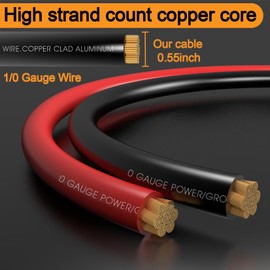 0 Gauge AMP Wire 40FT Battery Cable Calibre 1/0 Awg for Inverter,Winch,Reducer,Starter,Solar Power,DC Wiring,W/ 250A Fuse Holder,20pcs Lugs Terminals and Heat Shrink Tube