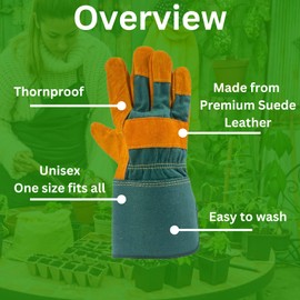 HowseHold Heavy Duty Leather Gardening Gloves - Warm Thorn Proof Unisex Working Outdoor Gloves for Men and Women One Size Fits All