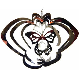 Hanging Stainless Steel Garden Wind Spinner Sun Catcher Crystal - Large Butterfly