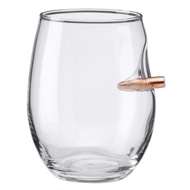 BenShot Wine Glass with Real .308 Bullet - 15oz | Made in the USA [Set of 4]