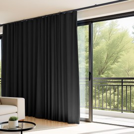Room Divider Curtains Flexible Ceiling Tracks Set Curtain Track Ceiling Mount Blackout Curtain for Living Room Bedroom Ceiling Curtain Rod Privacy Dividers Panels W120 x H84 Black Drape & Black Rail