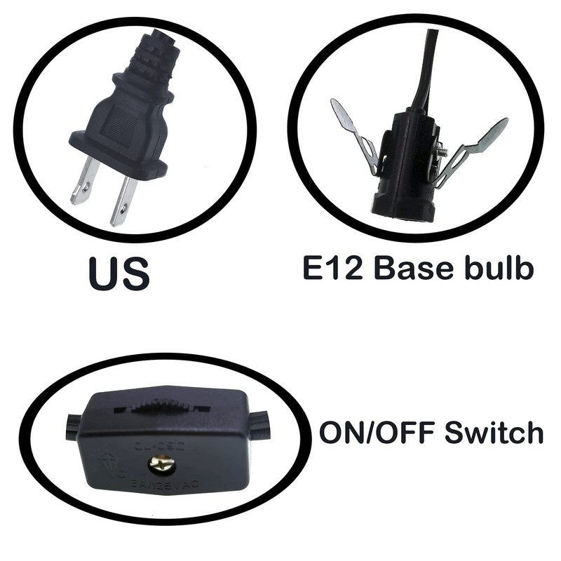 Accessory Cord with Snap-in Pigtail Candelabra-Base Socket,5 Feet Single Light