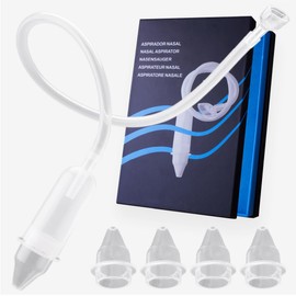 Nasensauger Baby - Nasenreiniger mit 4 Weichen Silikonspitzen, BPA-frei, Leicht zu Reinigen und Zerlegen, Unverzichtbares Zubehör für Neugeborene