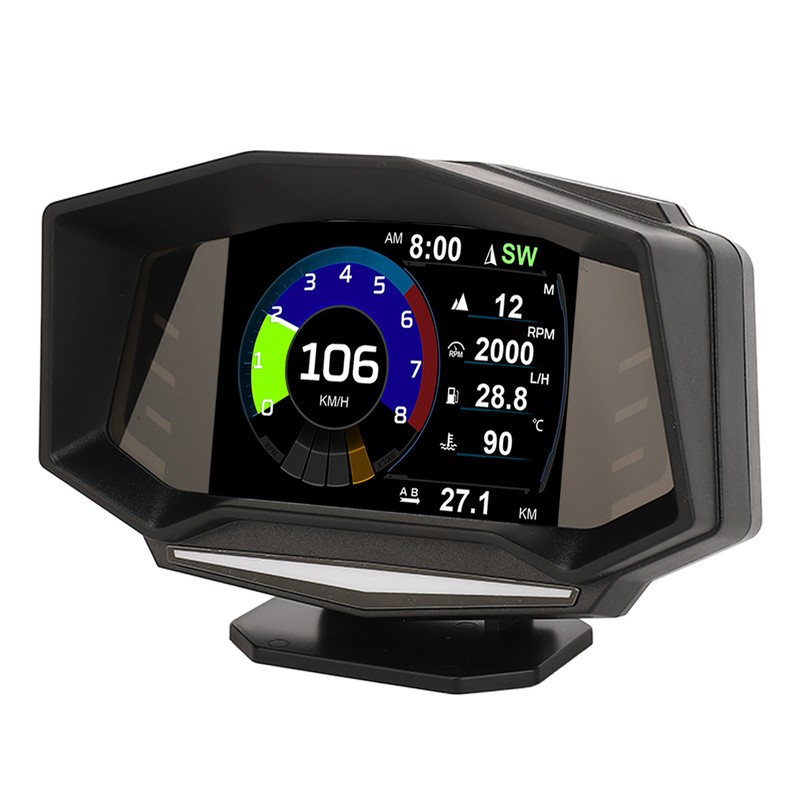 Car HUD Display OBD2 GPS Slope Meter Multifunction Overspeed Alarm