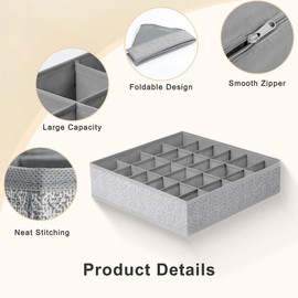 DIMJ Drawer Organizer for Clothing, 12 Pack Fabric Drawer Organizer Bins, Foldable Sock Organizer for Drawer, Dresser Organizer for Clothes, Socks, Bra, Tie (Gray)