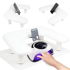 Reposabrazos Para Manicura Con Tapete Base Ajustable En Forma De U Soporte Para Manicura Cojín Para Manicura Acrílica(Blanco) Blanco con tapete