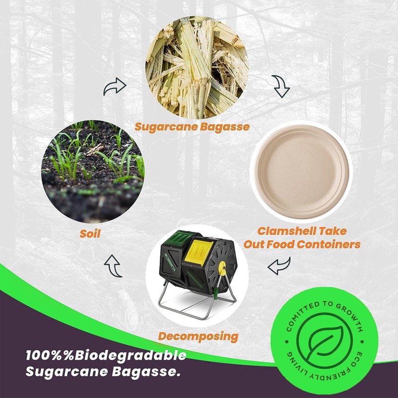 Disposable Paper Plates 9 Inch Compostable Plates 50 Pack Biodegradable