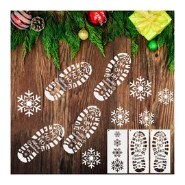 Leesgel Christmas Stencil, Pack of 16 Drawing Stencils Plastic Painting Stencils Reusable Snowflakes Christmas Decoration Wall Design Gifts Christmas Children