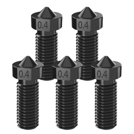 IdeaFormer Pack of 5 Hardened Steel Volcano Nozzle 0.4 mm, Volcano Nozzle Hardened Steel 3D Printer Extruder Hotend Nozzles for Artillery Sidewinder X1/X2/Genius for Anycubic Vyper/Kobra Plus/Kobra