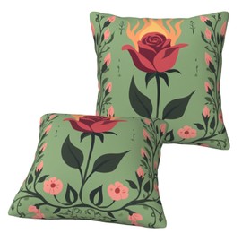 Taekifiyy Red Rose Throw Pillow Covers 18x18 Inch Set of 2 Western Decorative Cushion Cases for Couch Living Room Bedroom