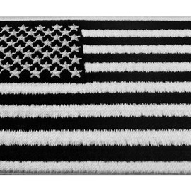 Tactical American Flag Embroidered Patch USA United States of America Military Iron On Sew On Emblem - White & Black