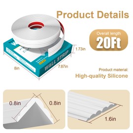 Wall Corner Protector, 20 FT Peel and Stick Wall Molding Trim, White Corner Guards, Silicone Crown Molding for Furniture Door Countertop Window Edges