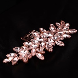 Teyglen Mujeres Delicado Simple Diamantes De Imitación De Color Rosa Novia Boda Peine Para El Cabello Accesorios Para El Cabello De Lujo Diamantes De Imitación Brillantes Peines Para El Cabello Latera