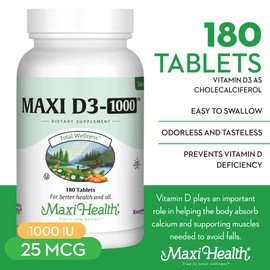 Maxi Health Vitamin D3 1000, Bottle,Tablets,180 Tablets,ZZZ-2