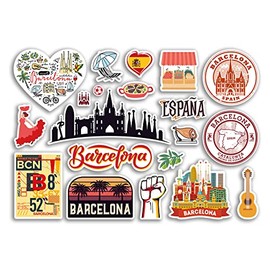 A5 Sticker Sheet Barcelona Vinyl Stickers - Spain Spanish Landmarks Holiday Stamp Summer Map Flag Travel City Luggage Scrapbooking #79032