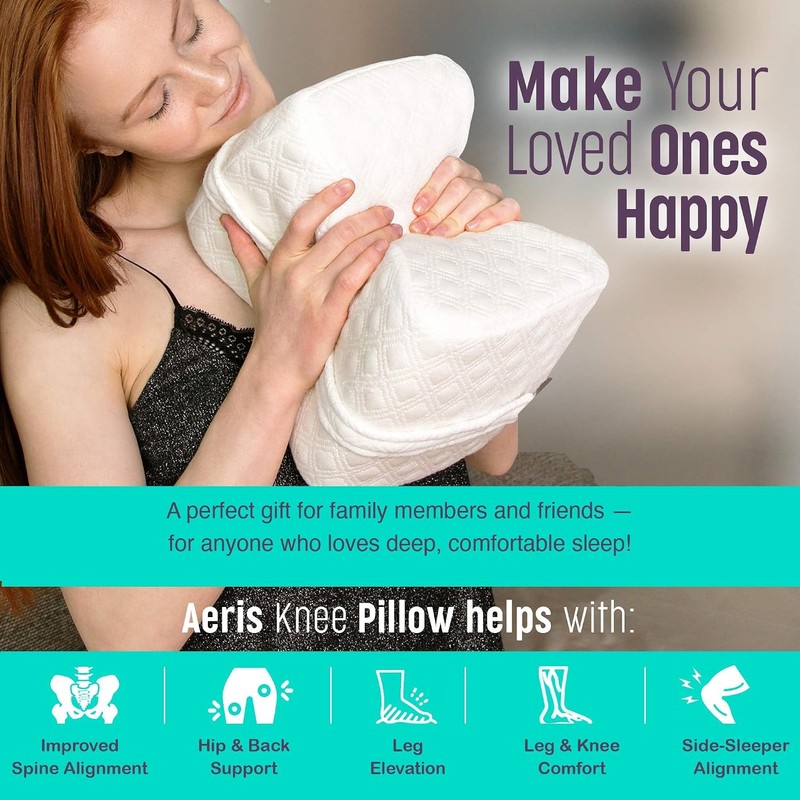 AERIS Knee Pillow for Side Sleepers,Maximum Sciatica,Joint,Hip,Restless Leg Syndrome,Back,Scoliosis Pain