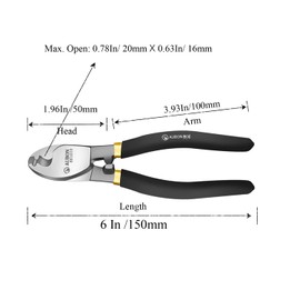 Aubon 6 Inch Wire Cable Cutters, Hand Tools Wire Cable Cutting Tools High Hardness Cable Shears, High-Carbon Steel Material Pliers, Excellent Bolt Cutters, Wire Cable Strippers NOT for Bike Cable