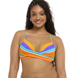 Body Glove Women's Standard Kerry Twist Front Bikini Top Swimsuit with Adjustable 2-Way Back Detail, Harmony Colorblock