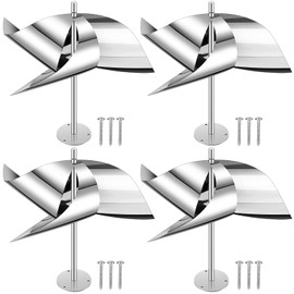 Qualirey 4 Pack Reflective Pinwheel Bird Deterrent Spinning Reflective Kites Bird Scare Reflective Device Keep Pigeon Woodpeckers and Sparrows Away Outdoor Use Boats Roofs Vegetable Gardens