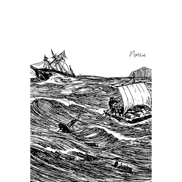 Notes - Stormy Sea, Boat and Raft: 120 Lined Pages