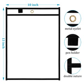 Ndsox 5 Packs Oversized Dry Erase Pockets Reusable Plastic Sleeves Clear Job Ticket Holders Heavy Duty Transparent Hanging Sheet Protectors for Teacher Classroom School Office Work Warehouse, Black