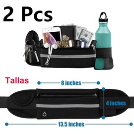 2 Pcs Cangurera Deportiva - Bolsa Deportiva con Cinturón Elastic y Bolsillos de Auricular y Llaves, Impermeable Riñoneras Deportivas de Hombres y Muje