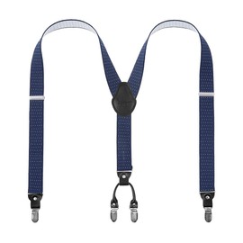 Mens Braces Lafayon Braces For Men 4 Clips Y-Back 1.38'' Wide Heavy Duty Adjustable Elastic Mens Suspenders Durable Suspenders Strong Metal Clips (Blue Wave Point), One Size