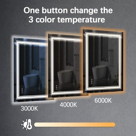 LUSABE 24x32 Inch LED Bathroom Mirror with Lights, Anti-Fog, Dimmable, Dual Front & Backlit Vanity Mirror, 3 Color Modes, Shatter-Proof Tempered Glass, Memory, ETL Listed, Horizontal/Vertical Mount