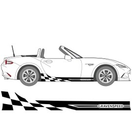 CravenSpeed Side Stripe Vinyl Decal Compatible with Mazda ND Miata 2016-2025 (Checker Side Stripe, Matte Black)
